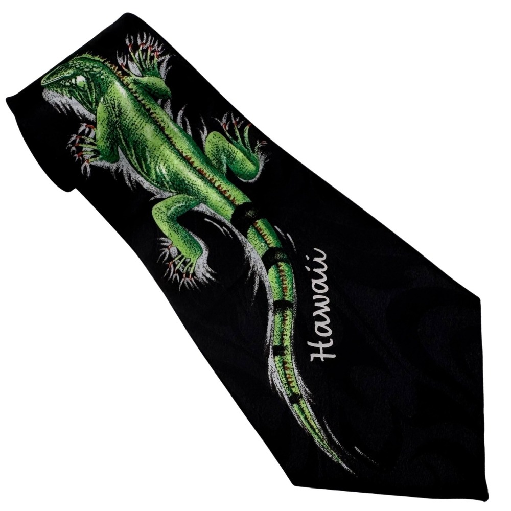 Fratello Hawaii Necktie Men's Green Iguana Island Paisley‎ Novelty Themed Party